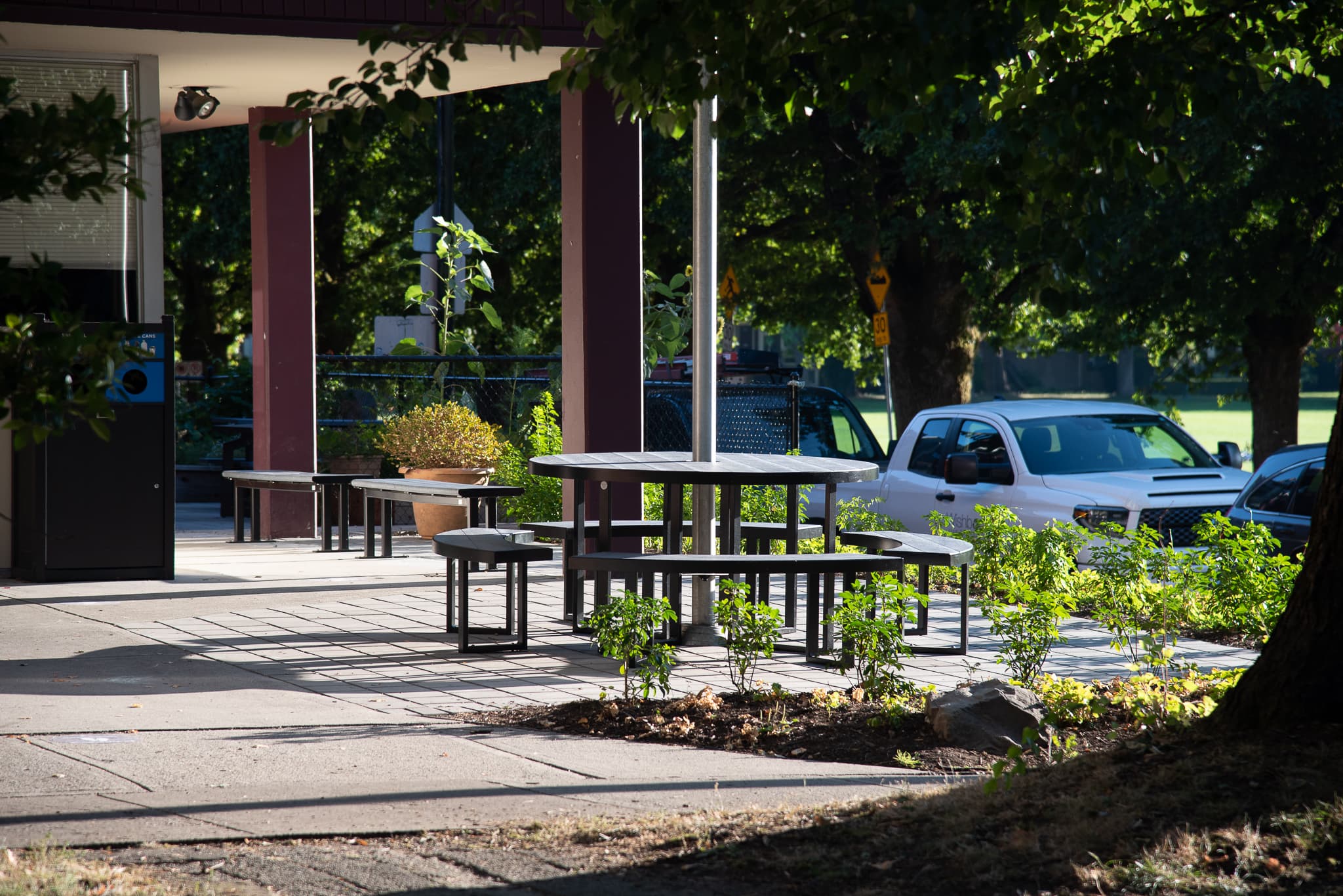Custom Skyline 5 Ft Round Picnic Table At Fraser Academy In Vancouver BC