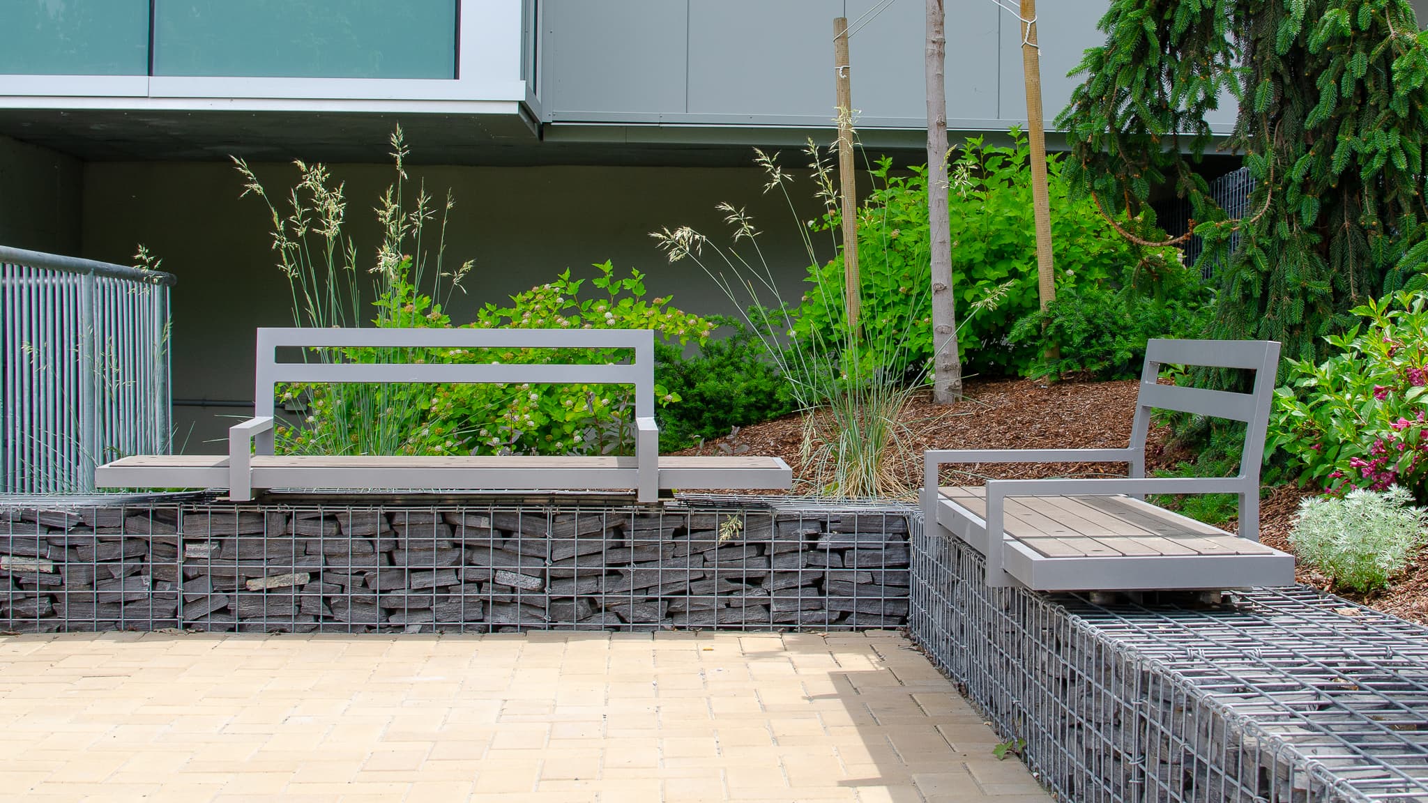 Wishbone Custom Gabion Bench At Royal Inland Hospital In Kamloops BC